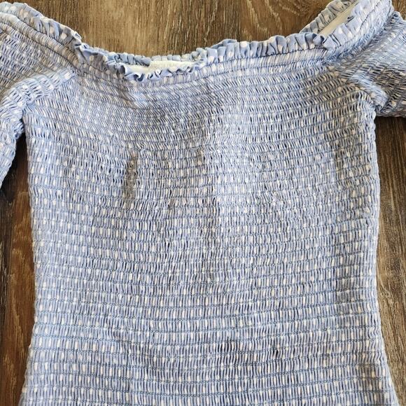 Caroline Constas Tilly Dress Blue White Mini Polka Dot Small Off the Shoulder - Picture 5 of 14